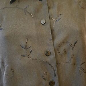 NWTs, Black, Long Sleeve Laura Scott Blouse, Embroidered Design, Size 8